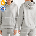 Sudaderas con capucha gris del estilo de Terry del algodón OEM / ODM Manufacture Wholesale Fashion Women Apparel (TA7004H)